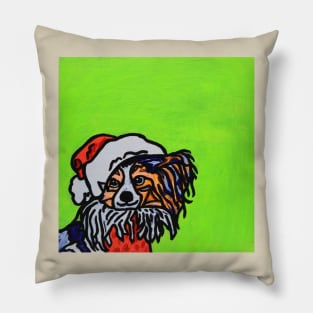 Papillon Dog Santa Pillow