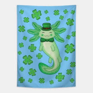 Green St Patrick's day axolotl Tapestry