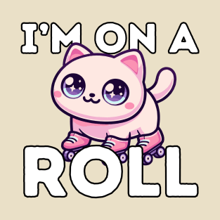 On a Roll- Rollerblading Cat T-Shirt