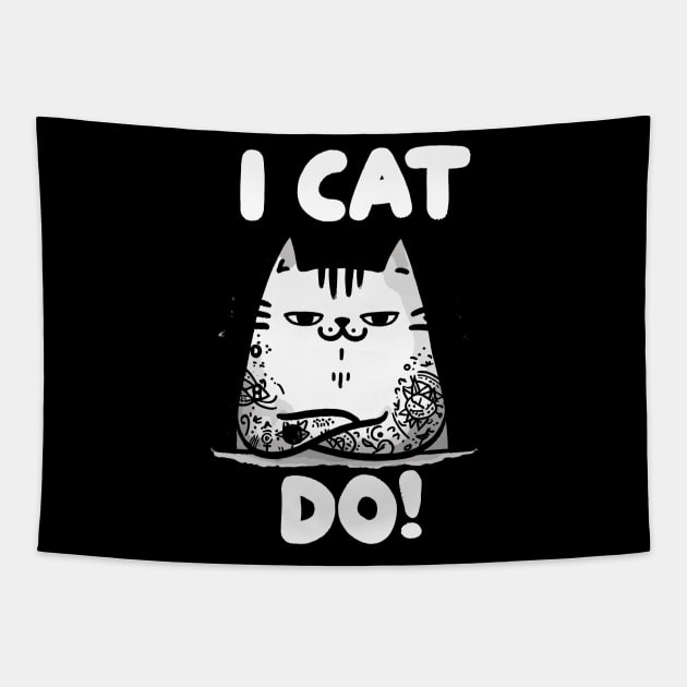 I cat do Cool Tattoo Cat (Back Print) Tapestry by DoodleDashDesigns