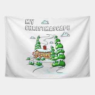 Christmas Log Cabin Winter Scene Gift V2 Tapestry