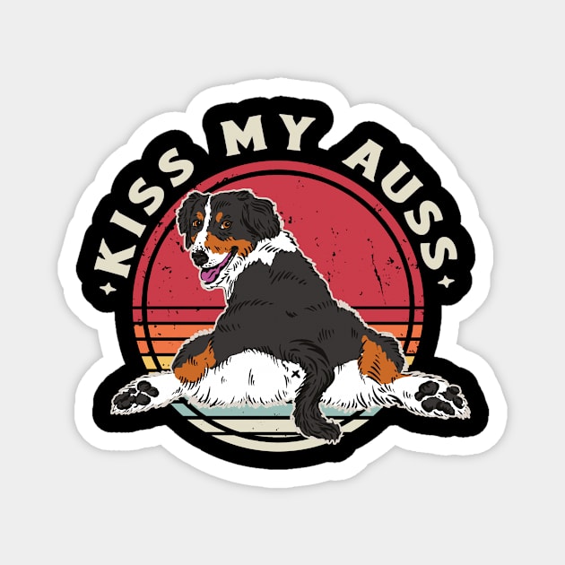 Kiss My Auss Funny Australian Shepherd Magnet by Visual Vibes