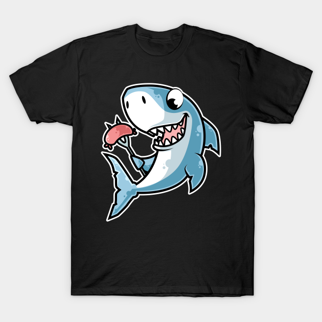 Discover Shark Cooking Sausages Barbecue BBQ design - Shark - T-Shirt