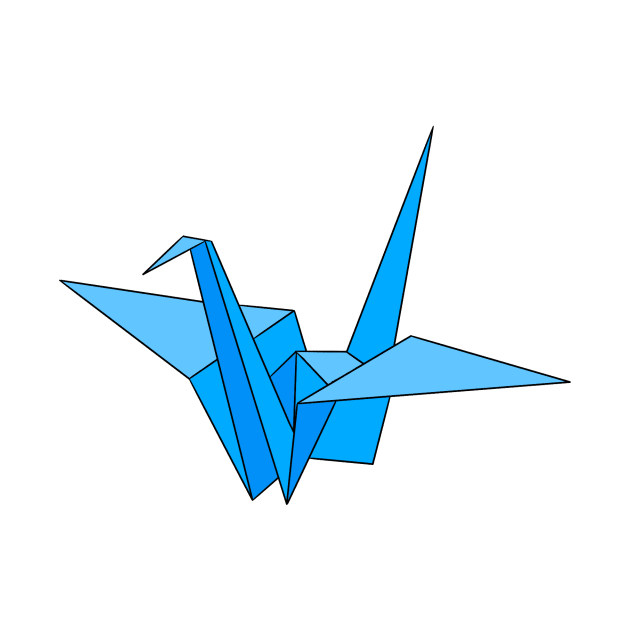 Blue origami crane by CalliesArt