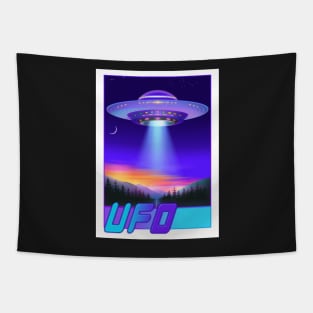 Night Road UFO with text Tapestry