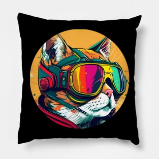 Cool Cat Ski Googles - The Cat Lovers Colorful Pop Art Pillow