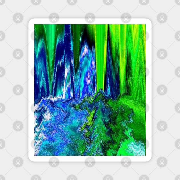 Melted Glitch (Blue & Green) Magnet by BlakCircleGirl