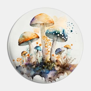 Watercolor mushrooms in the nature Pin