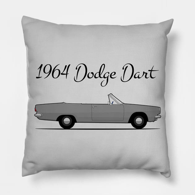 1964 Dodge Dart grey Pillow by Ginger Bobby