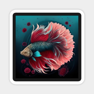 Floral Betta fish Magnet