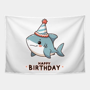 Kawaii Happy Birthday Baby Shark Party Tapestry