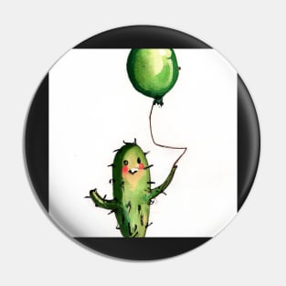 Happy cactus with a balloon Pin