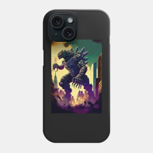 Monster giant robot attacking the city Phone Case