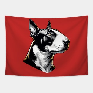 Stunning and Cool Bull Terrier Monochrome and Gold Portrait for Father's Day Tapestry