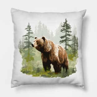 Brown Bear Forest Pillow