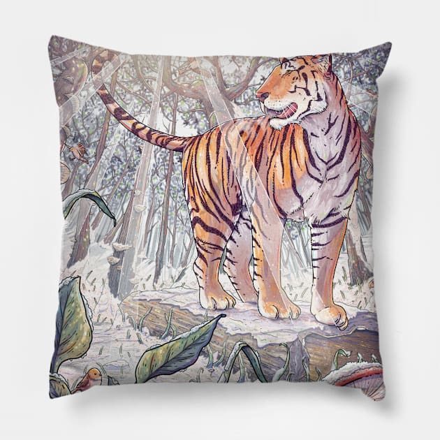 Spring Tigress Pillow by TaylorRoseMakesArt