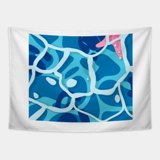 Summer beach tropical clear ocean water with pink fish Tapestry