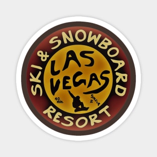 Las Vegas Ski & Snowboard Resort logo in yellow and burnt orange Magnet