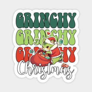 Merry grumpy Christmas, retro funny meowy catmas Magnet