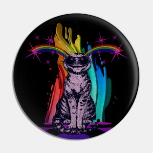 Trippy Stoned Rainbow Cat Pin