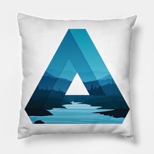 Artistic Geometric Triangle With A Calm Forest Scene Pillow