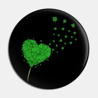 Heart Dandelion St Patrick_s Day Shamrock Pin