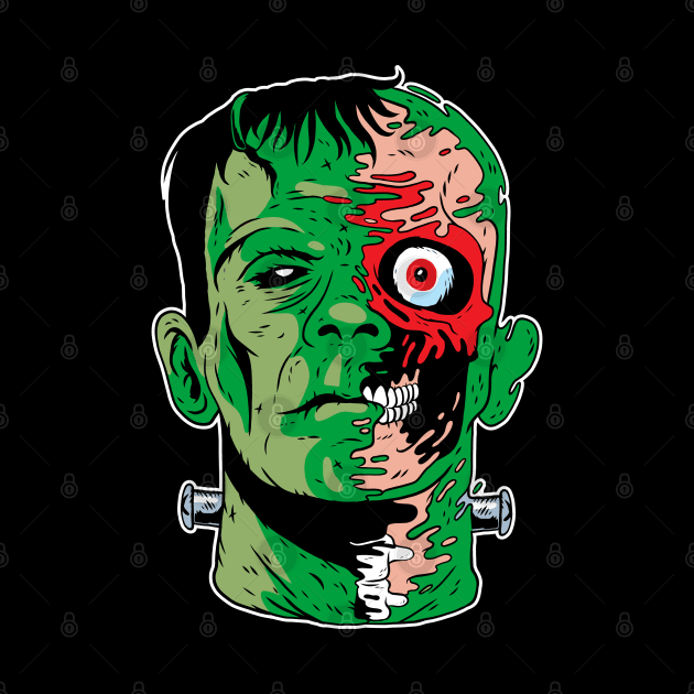 Green Zombie Undead Frankenstein Monster Comic Book Style by OrionLodubyal