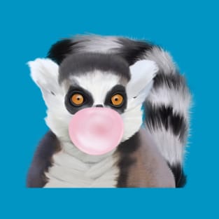 Bubblegum Blowing Ring-Tailed Lemur T-Shirt