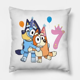 Bluey Happy 7 Years Birthday Pillow