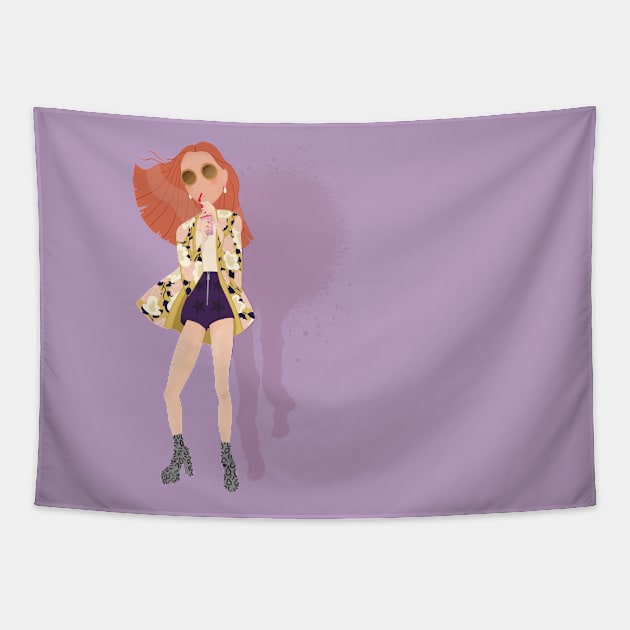 RED HEAD PURPLE Tapestry by jackmanion