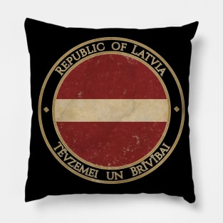 Vintage Republic of Latvia Europe European EU Flag Pillow