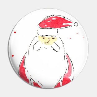 Santa Claus, portrait. Watercolor illustration on a winter theme, congratulations Pin