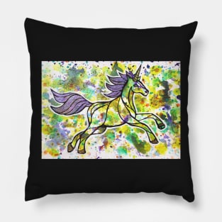 It's All About Your Sparkle. Magical Unicorn Watercolor Illustration. Pillow