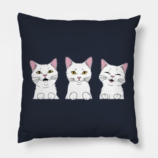 Three cats, three moods Pillow