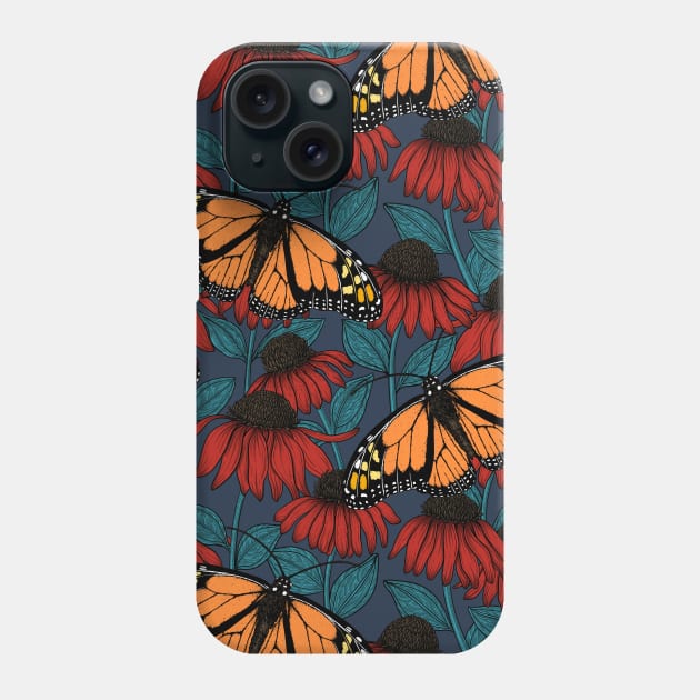Monarch butterfly on red coneflowers Phone Case by katerinamk