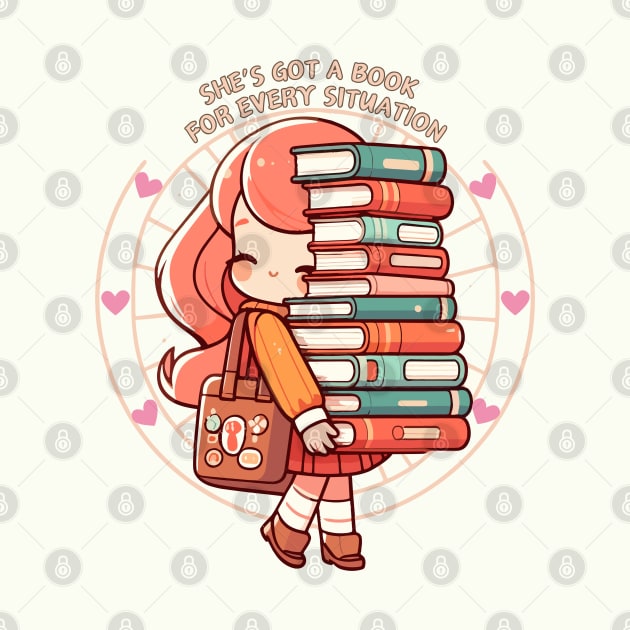 Kawaii Shes Got A Book For Every Situation by TomFrontierArt