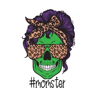 Mom of Monsters, Halloween Mom Life Skull Cheetah Tie Dye T-Shirt