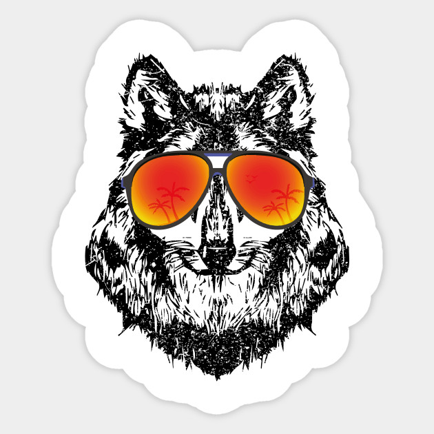 Cool Wolf In Mirrored Shades Tshirt Wolf Sticker Teepublic Au