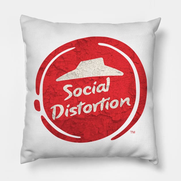 Cosplay Parody Pizza Hut Vintage Music Lovers - Social Distortion Pillow by kumurkumur