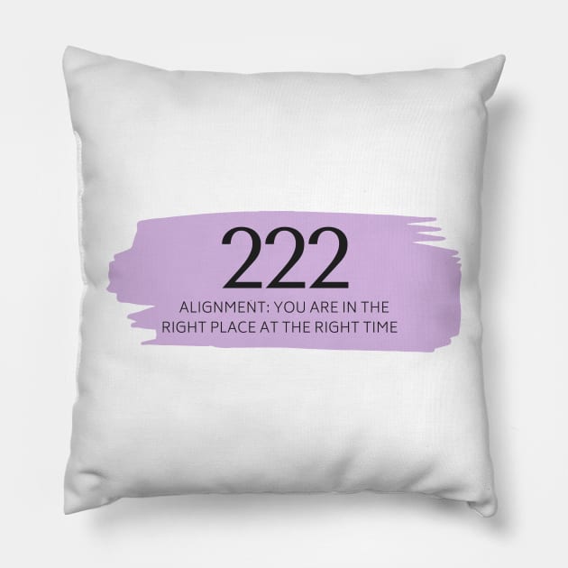 222 Angel Number purple Pillow by anrockhi