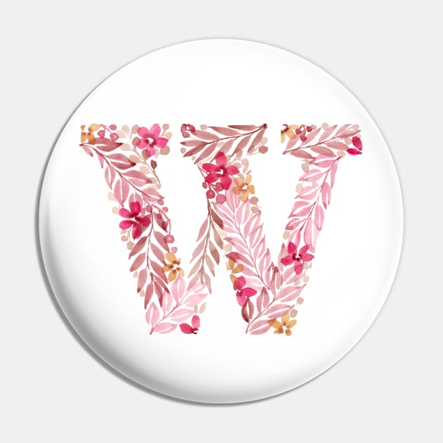 Monogram "W" in vintage rose Pin by racheldwilliams