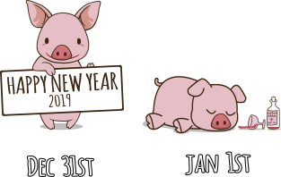 Happy New Year 2019 Funny Year Of The Pig Shirt NYE T-Shirt Magnet