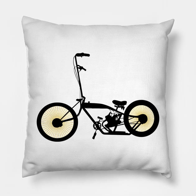 Lowrider Bicycle - All Black Pillow by ilrokery