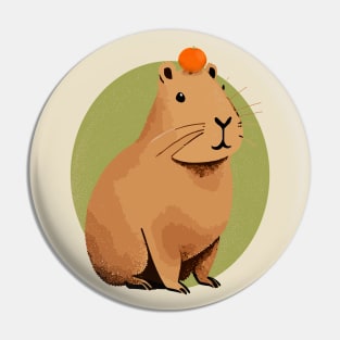 Capybara with Orange On head Pin