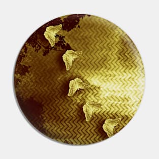 gold butterflies and abstract landscape Pin