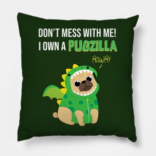 Pug dog PUGZILLA funny design Pillow