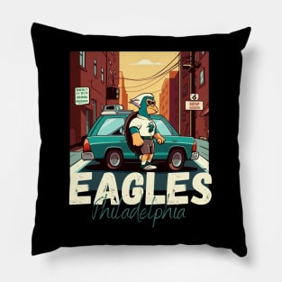 Philadelphia eagles football player graphic design cartoon style beautiful artwork Pillow