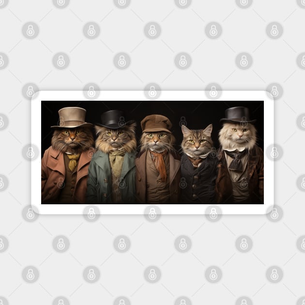 Victorian Cats in Suits and Hats Magnet by AI Art Originals