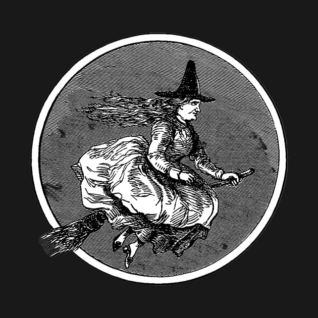 Vintage Witch on Broom by Vintage Sketches