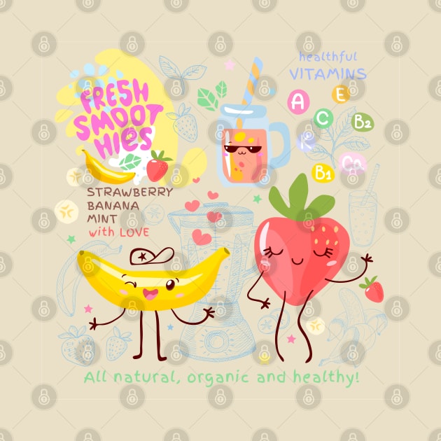 Kawaii Cute Fresh Smoothie Healthy Fruit by Juriren